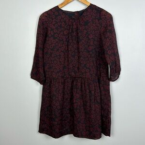 Burberry Girls Tais Leopard Print Dress in Claret. Size 14.